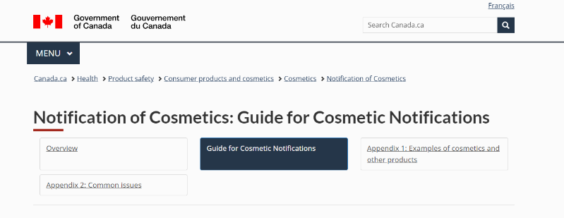 加拿大,化妝品,CNF,化妝品通報(bào)指南